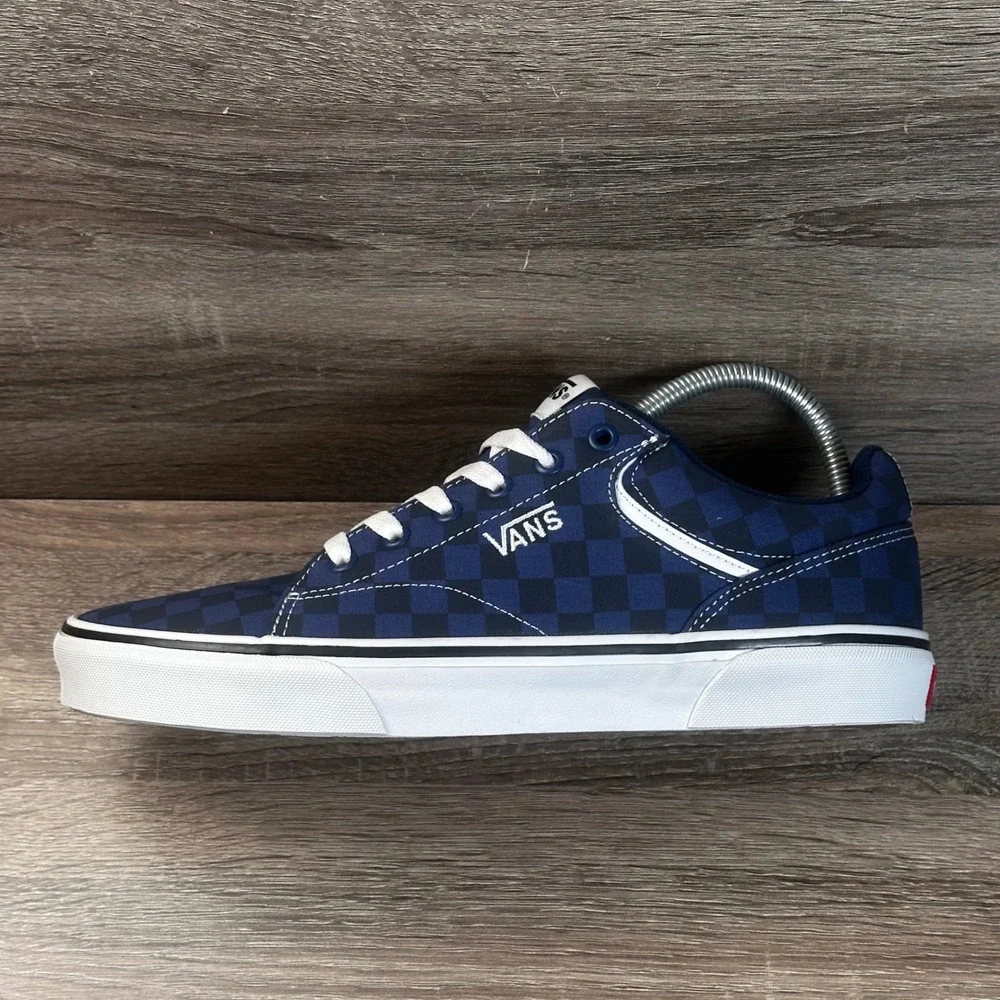 Vans Seldan Sneakers Mens 11.5 Tonal Check Dress Blues Checkerboard Street NEW